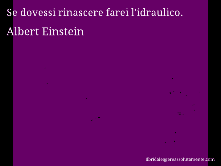 Aforisma di Albert Einstein : Se dovessi rinascere farei l'idraulico.