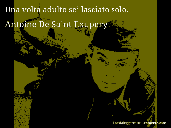 Aforisma di Antoine De Saint Exupery : Una volta adulto sei lasciato solo.