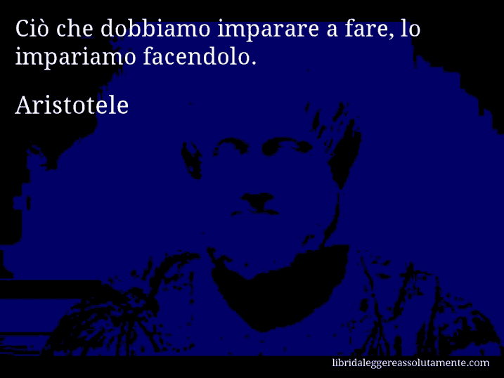 Aforisma di Aristotele : Ciò che dobbiamo imparare a fare, lo impariamo facendolo.