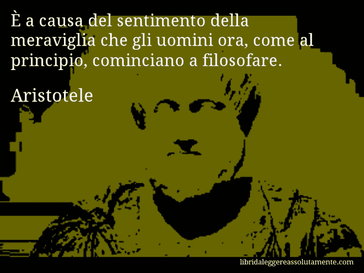 Aforisma di Aristotele : È a causa del sentimento della meraviglia che gli uomini ora, come al principio, cominciano a filosofare.