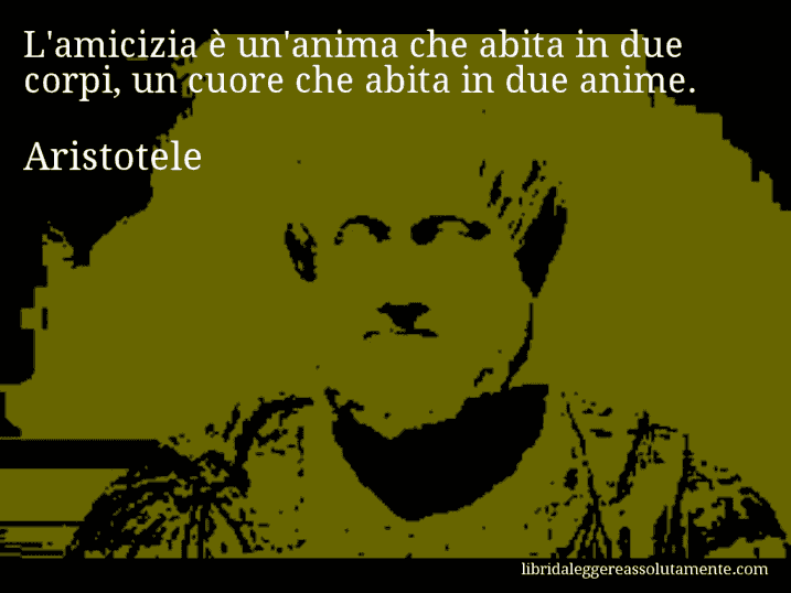 Aforisma di Aristotele : L'amicizia è un'anima che abita in due corpi, un cuore che abita in due anime.