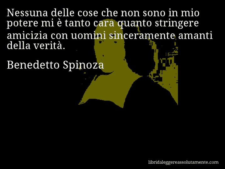 Aforisma di Benedetto Spinoza : Nessuna delle cose che non sono in mio potere mi è tanto cara quanto stringere amicizia con uomini sinceramente amanti della verità.