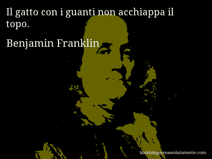 Aforisma di Benjamin Franklin : Il gatto con i guanti non acchiappa il topo.