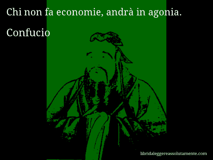 Aforisma di Confucio : Chi non fa economie, andrà in agonia.