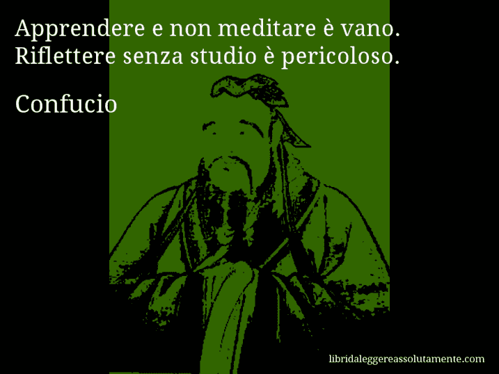 Aforisma di Confucio : Apprendere e non meditare è vano. Riflettere senza studio è pericoloso.