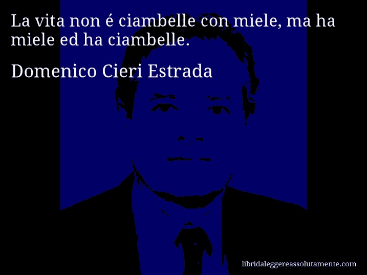 Aforisma di Domenico Cieri Estrada : La vita non é ciambelle con miele, ma ha miele ed ha ciambelle.