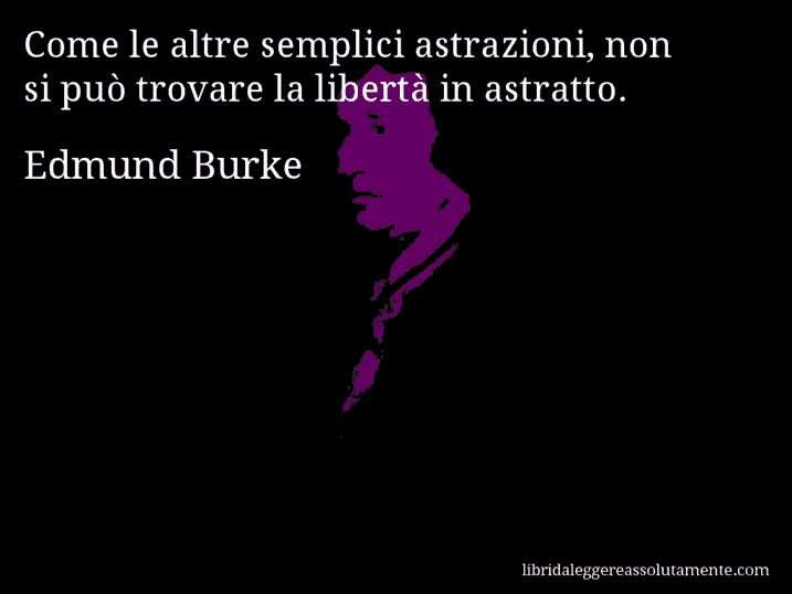 Aforisma di Edmund Burke : Come le altre semplici astrazioni, non si può trovare la libertà in astratto.