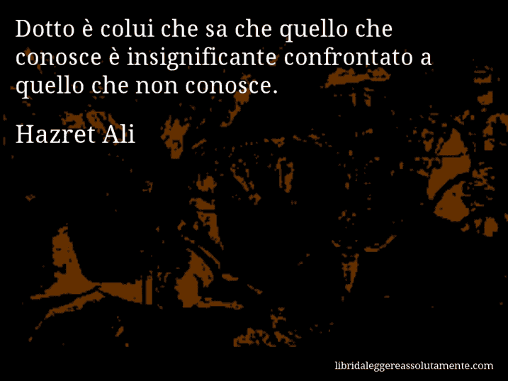 Aforisma di Hazret Ali : Dotto è colui che sa che quello che conosce è insignificante confrontato a quello che non conosce.