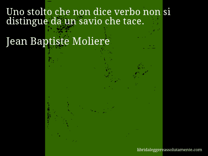 Aforisma di Jean Baptiste Moliere : Uno stolto che non dice verbo non si distingue da un savio che tace.