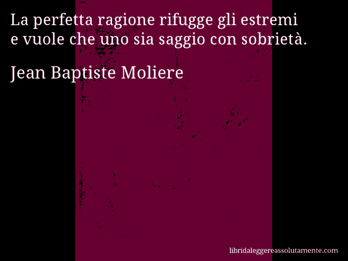 Aforisma di Jean Baptiste Moliere : La perfetta ragione rifugge gli estremi e vuole che uno sia saggio con sobrietà.