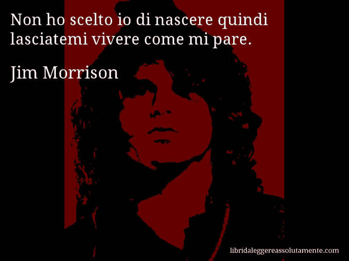 Aforisma di Jim Morrison : Non ho scelto io di nascere quindi lasciatemi vivere come mi pare.