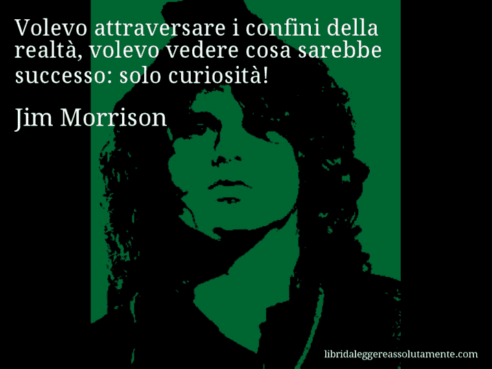 Aforisma di Jim Morrison : Volevo attraversare i confini della realtà, volevo vedere cosa sarebbe successo: solo curiosità!