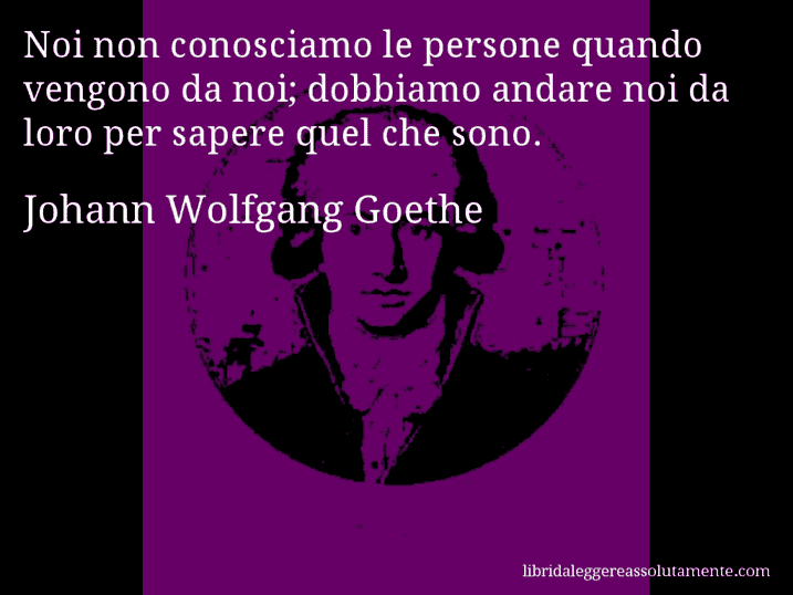 Aforisma di Johann Wolfgang Goethe : Noi non conosciamo le persone quando vengono da noi; dobbiamo andare noi da loro per sapere quel che sono.