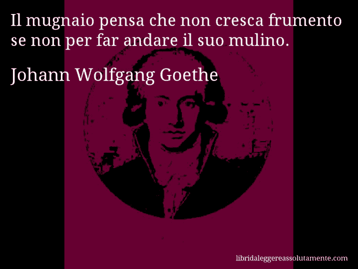 Aforisma di Johann Wolfgang Goethe : Il mugnaio pensa che non cresca frumento se non per far andare il suo mulino.