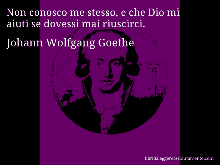 Aforisma di Johann Wolfgang Goethe : Non conosco me stesso, e che Dio mi aiuti se dovessi mai riuscirci.