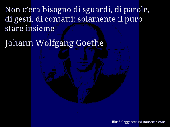 Aforisma di Johann Wolfgang Goethe : Non c’era bisogno di sguardi, di parole, di gesti, di contatti: solamente il puro stare insieme