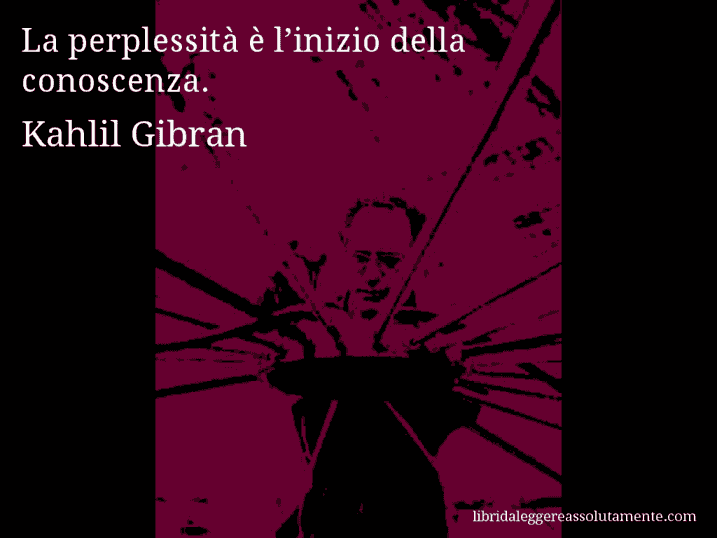 Aforisma di Kahlil Gibran : La perplessità è l’inizio della conoscenza.