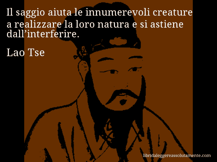 Aforisma di Lao Tse : Il saggio aiuta le innumerevoli creature a realizzare la loro natura e si astiene dall’interferire.