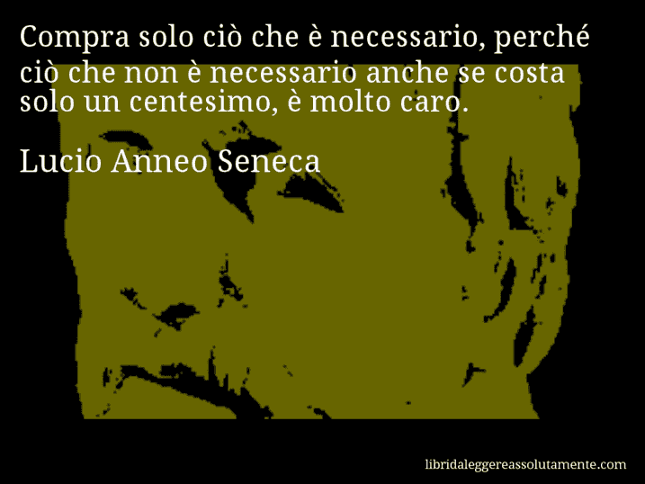 Aforisma di Lucio Anneo Seneca : Compra solo ciò che è necessario, perché ciò che non è necessario anche se costa solo un centesimo, è molto caro.