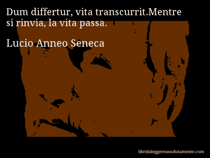 Aforisma di Lucio Anneo Seneca : Dum differtur, vita transcurrit.Mentre si rinvia, la vita passa.