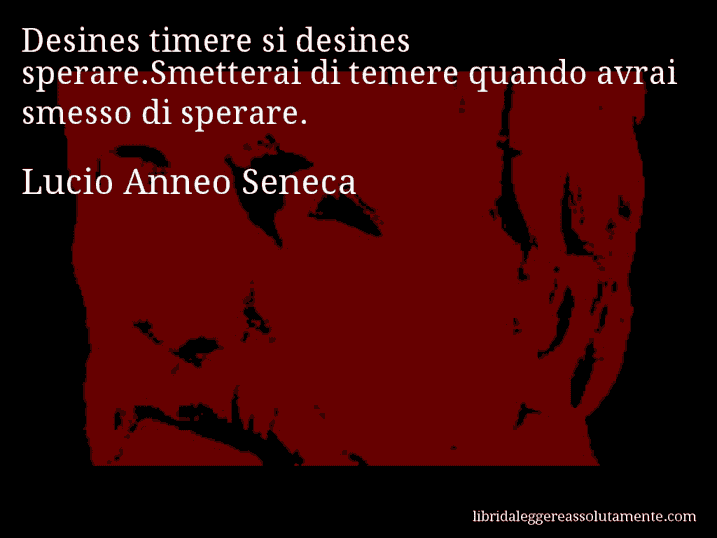 Aforisma di Lucio Anneo Seneca : Desines timere si desines sperare.Smetterai di temere quando avrai smesso di sperare.