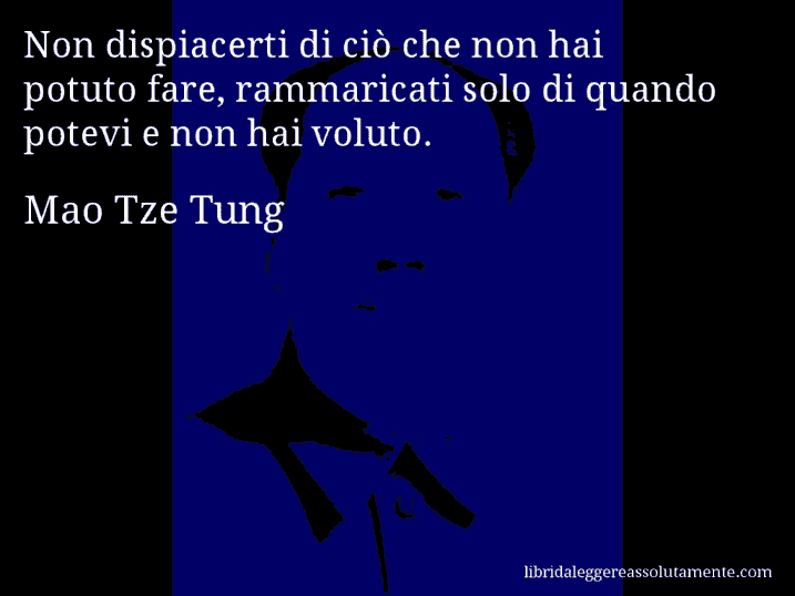 Aforisma di Mao Tze Tung : Non dispiacerti di ciò che non hai potuto fare, rammaricati solo di quando potevi e non hai voluto.