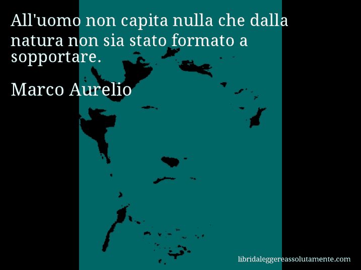 Aforisma di Marco Aurelio : All'uomo non capita nulla che dalla natura non sia stato formato a sopportare.