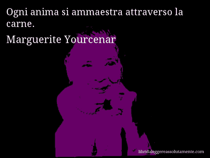 Aforisma di Marguerite Yourcenar : Ogni anima si ammaestra attraverso la carne.