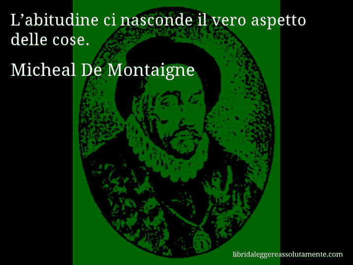 Aforisma di Micheal De Montaigne : L’abitudine ci nasconde il vero aspetto delle cose.