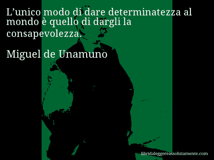 Aforisma di Miguel de Unamuno : L’unico modo di dare determinatezza al mondo è quello di dargli la consapevolezza.