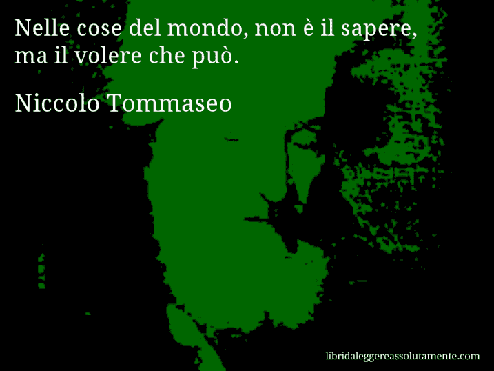 Aforisma di Niccolo Tommaseo : Nelle cose del mondo, non è il sapere, ma il volere che può.