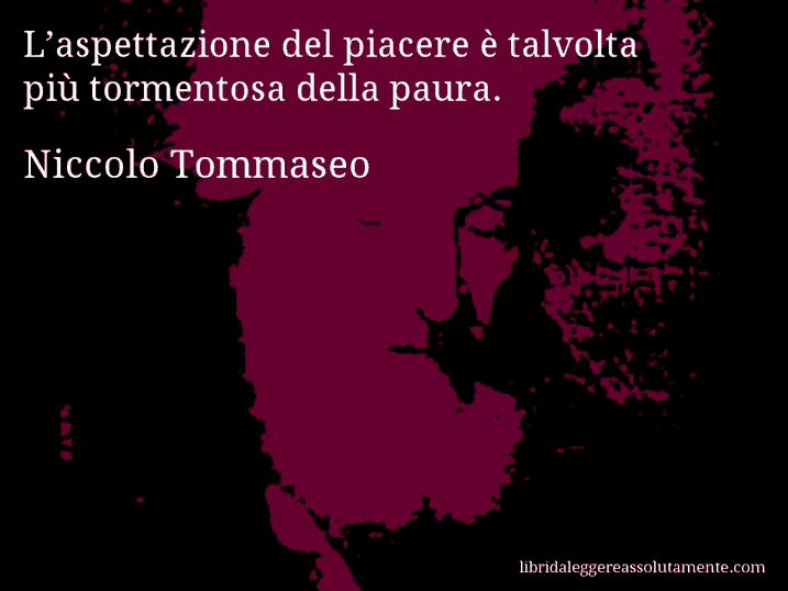 Aforisma di Niccolo Tommaseo : L’aspettazione del piacere è talvolta più tormentosa della paura.