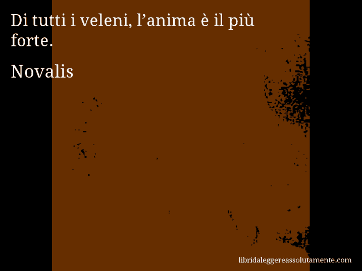 Aforisma di Novalis : Di tutti i veleni, l’anima è il più forte.