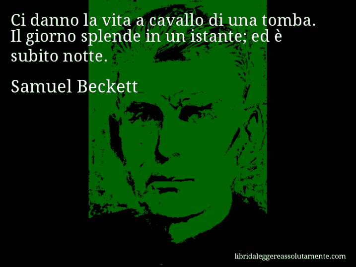 Aforisma di Samuel Beckett : Ci danno la vita a cavallo di una tomba. Il giorno splende in un istante; ed è subito notte.