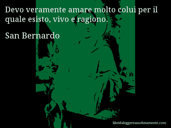 Aforisma di San Bernardo : Devo veramente amare molto colui per il quale esisto, vivo e ragiono.