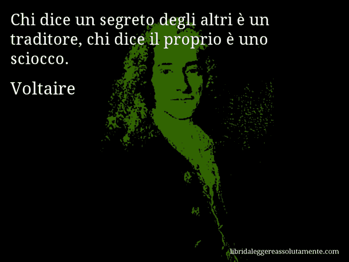 Aforisma di Voltaire : Chi dice un segreto degli altri è un traditore, chi dice il proprio è uno sciocco.